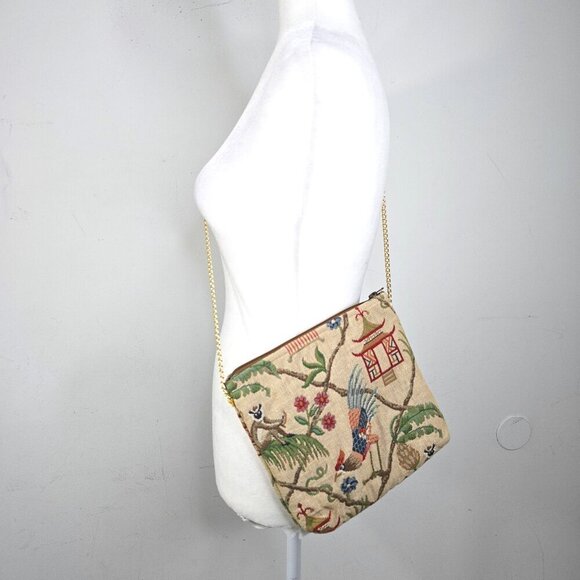 VTG Doodle Bags Asian Tropical Rooster Monkey Tapestry Needlepoint Crossbody Bag - Picture 2 of 12